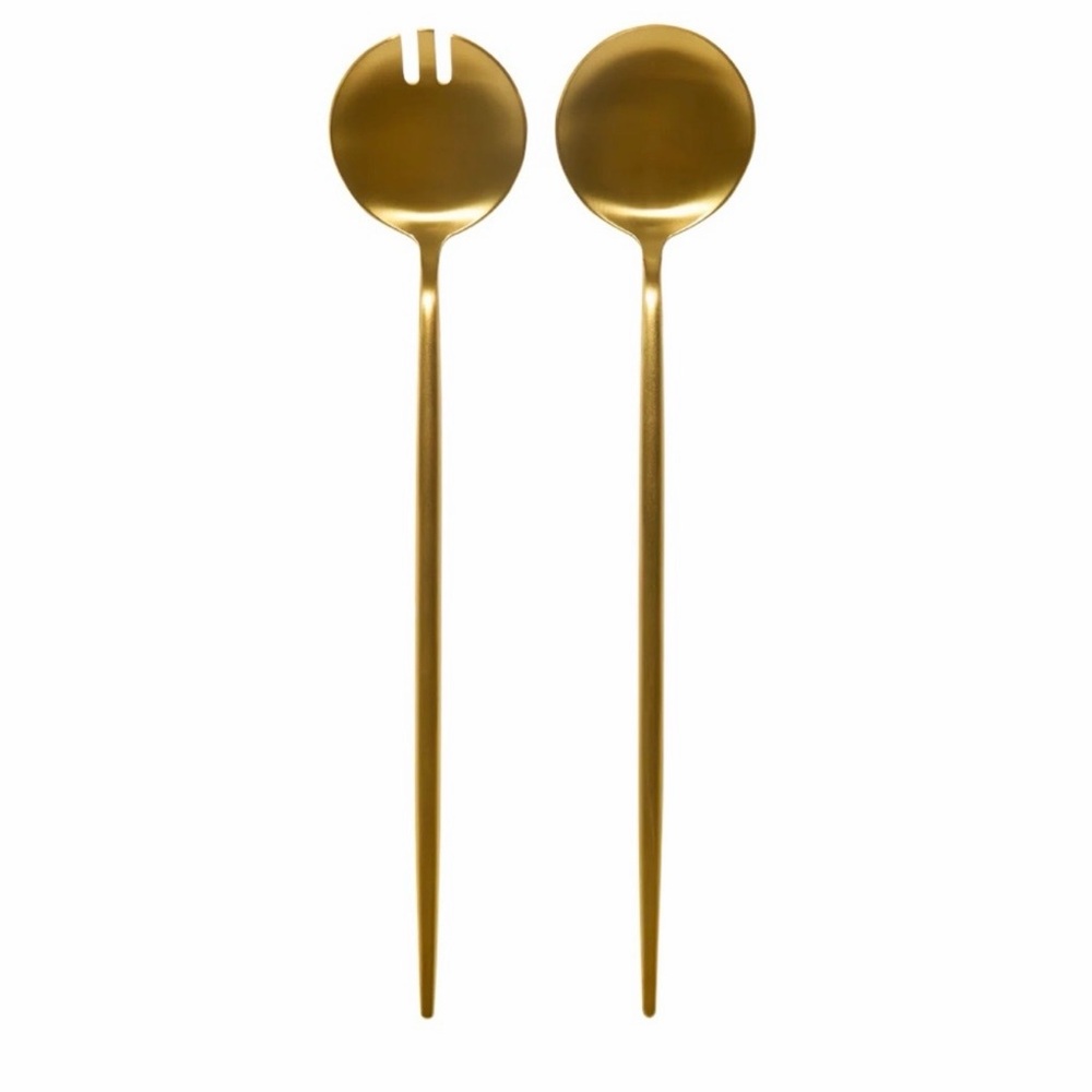 Taja Collection Gold Salad Servers Fork and Spoon
